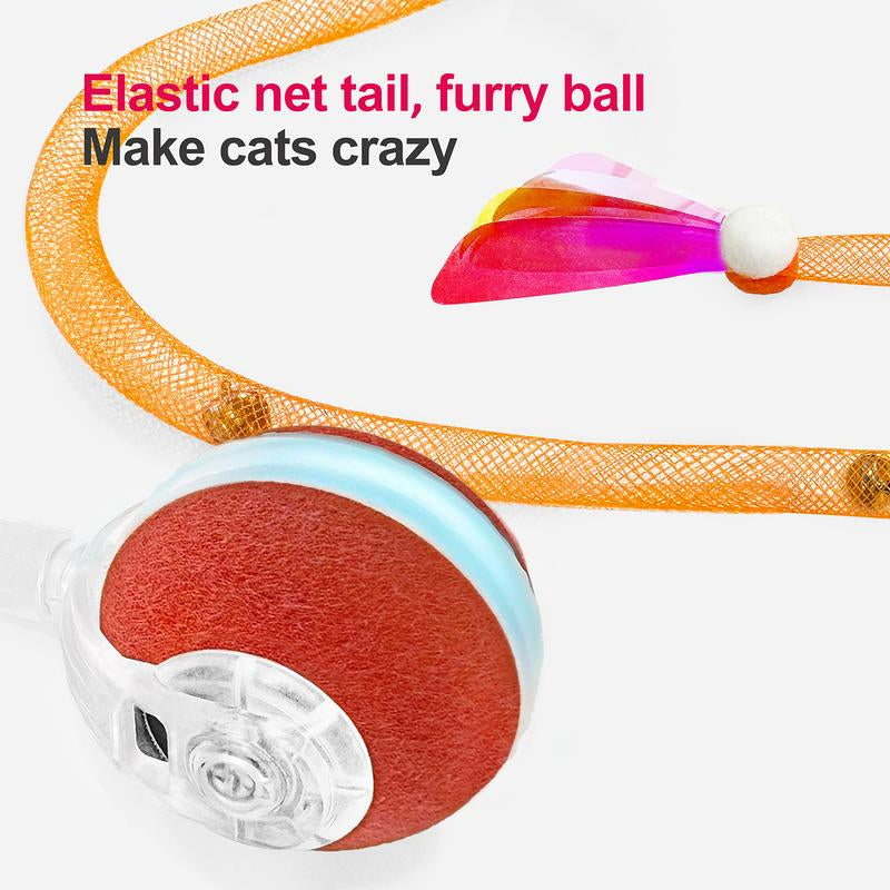 Cat Toys,Agile Moving Cat Ball with Elasticmesh Tail,Interactive Cat Toys for Indoorcats,Motion Activated,Automatic Moving Kitten Toys