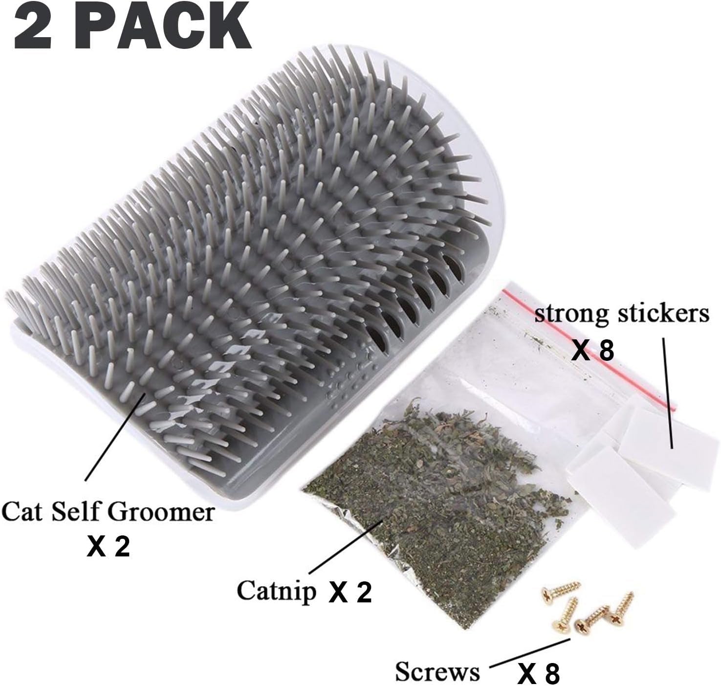 3.0 Softer Cat Self Groomer with Catnip, Dog Cat Corner Groomer,Wall Corner Scratcher Comb,Grooming Massage Brush, Perfect Scratch Massager Tool for Long & Short Fur Kitten/Puppy