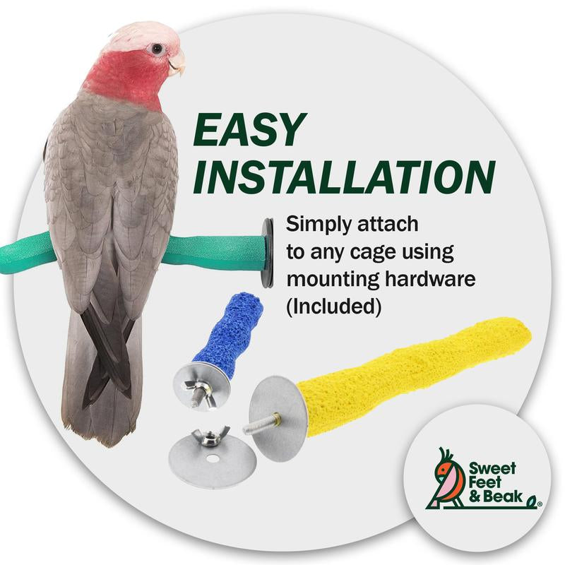 Sweet Feet & Beak Safety Pumice Bird Perch, Large 1-1/2" X 12" - Lightweight Nail Trimming Perch for Parrots, Healthy Beak & Feet - Cage Accessory