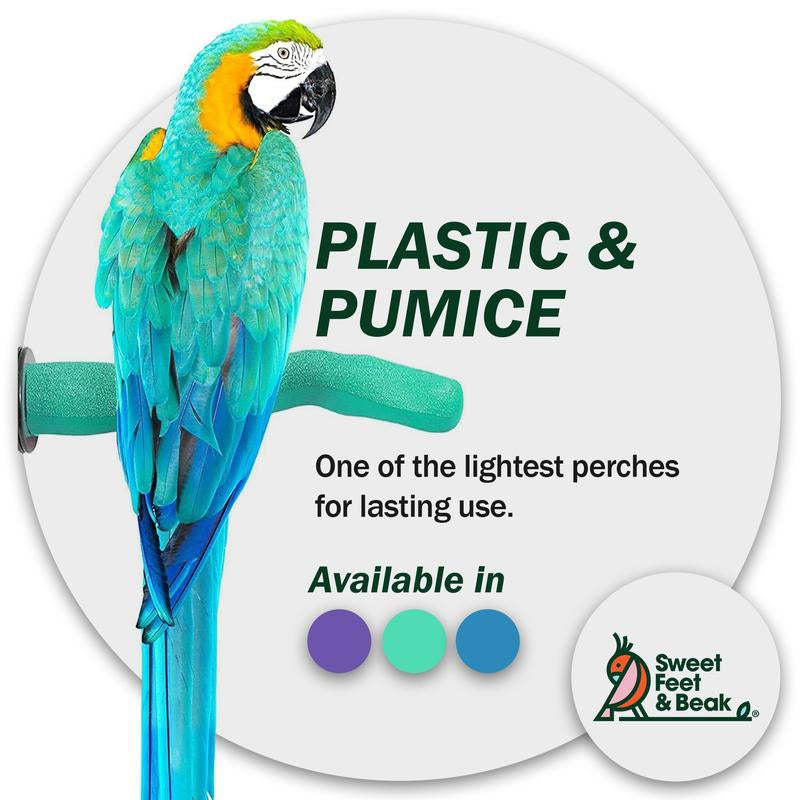 Sweet Feet & Beak Safety Pumice Bird Perch, Large 1-1/2" X 12" - Lightweight Nail Trimming Perch for Parrots, Healthy Beak & Feet - Cage Accessory