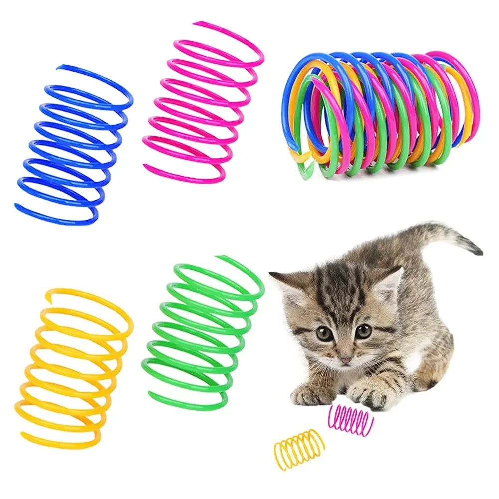8/12Pcs Cat Toys Interactive Wide Durable Heavy Gauge Pet Kitten Colorful Springs Cat Toy Coil Spiral Springs Dog Toys