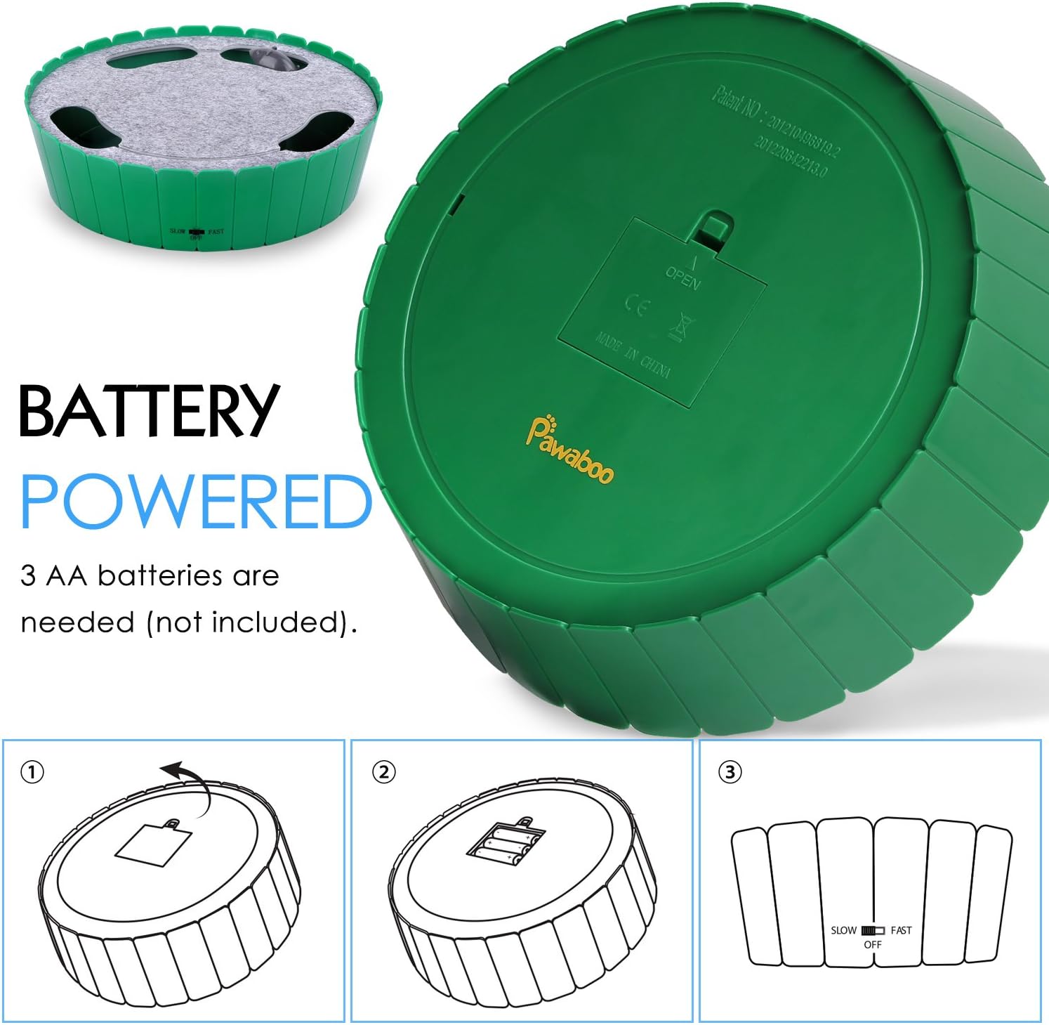 Interactive Electronic Cat Toy with Running Mouse - Automatic Teaser for Indoor Cats, Engaging Hide and Seek Play for Cats and Kittens, Green