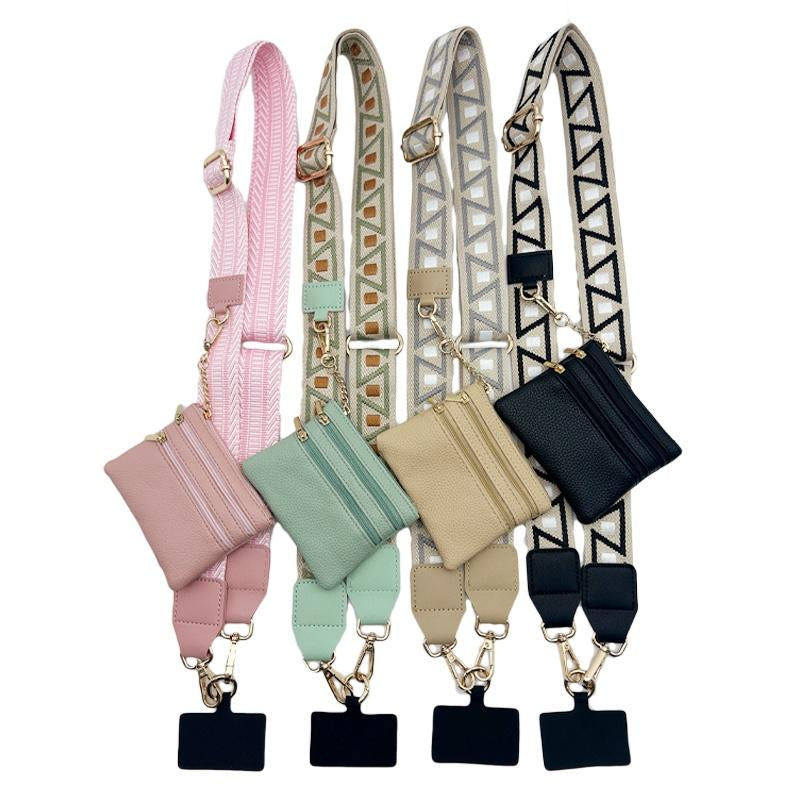 Adjustable Crossbody Phone Lanyard with Zippered Pouch - Clip and Go Strap for Phone and Wallet, Nal Cell Phone , Travel, Running, Shopping Cellphone Fashion Phone Strap Pgy Tech Creative Adjustable Universal Phone Lanyard