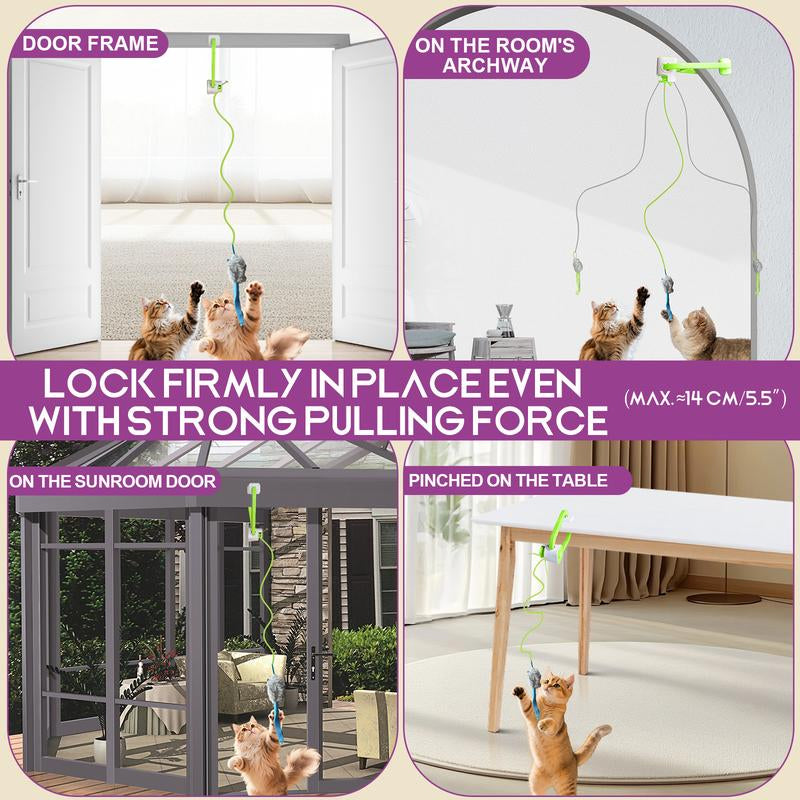 Electric Cat Teaser, Rechargeable Interactive Cat Toy, Upgraded Dual Mode, Irregular Rocking & 360° Spinning with Remote, Door Clip Design, Stimulates Mind & Body, Motion Activated, Cat Toys, Cat Stuff