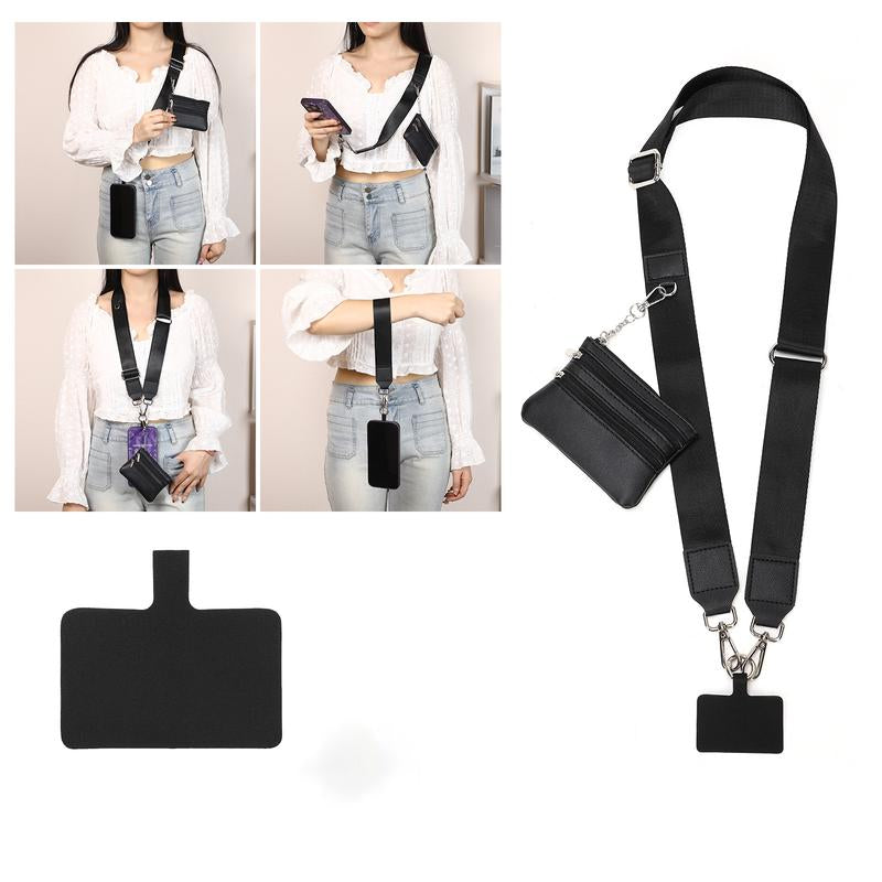 Adjustable Crossbody Phone Lanyard with Zippered Pouch - Clip and Go Strap for Phone and Wallet, Nal Cell Phone , Travel, Running, Shopping Cellphone Fashion Phone Strap Pgy Tech Creative Adjustable Universal Phone Lanyard