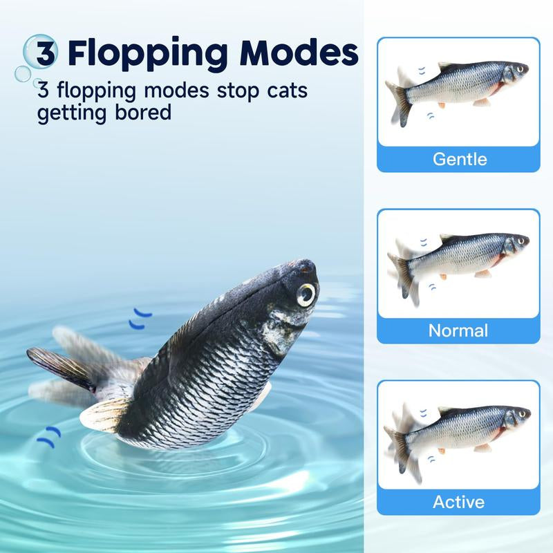 Potaroma Cat Toys Flopping Fish with Silvervine and Catnip, Moving Cat Kicker, Floppy Wiggle Fish Toy for Small Dogs, Interactive Motion Kitten Exercise Toys 10.5"