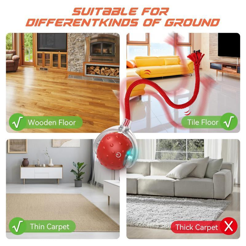 Interactive Rolling Cat Toys Ball for Indoor Cats Chirping & Motion Activate Cat Toys Pet Smart Interactive Electric Automatic Exercise Toy Wand