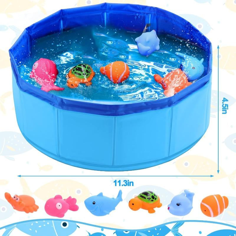 1 Set of Cat Swimming Pool Toys with Floating Fish, No Need for Batteries, Pet Toys, Durable PE Material, Space Saving and Foldable Design, Indoor and Outdoor Cat Toys