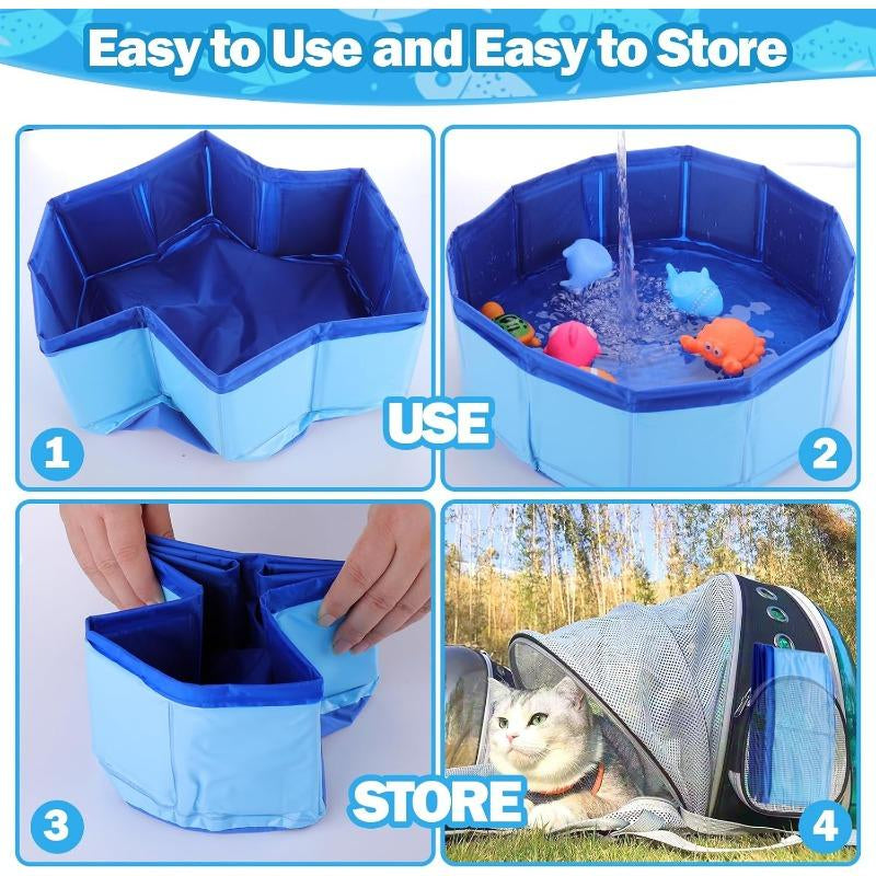 1 Set of Cat Swimming Pool Toys with Floating Fish, No Need for Batteries, Pet Toys, Durable PE Material, Space Saving and Foldable Design, Indoor and Outdoor Cat Toys