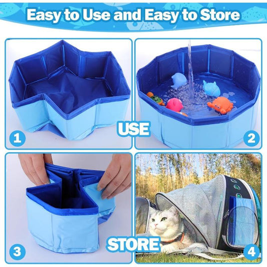 1 Set of Cat Swimming Pool Toys with Floating Fish, No Need for Batteries, Pet Toys, Durable PE Material, Space Saving and Foldable Design, Indoor and Outdoor Cat Toys