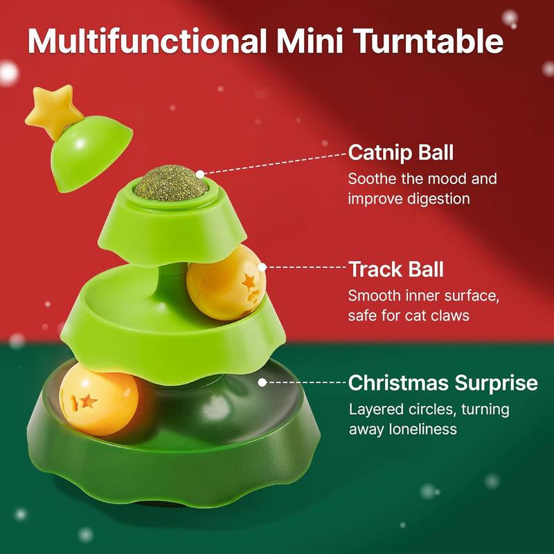 Potaroma Mini Sized Cat Toys with Catnip on Top, 2-Level Roller Turntable, Interactive Indoor Kitty Toys, 5.5 Inches, for Physical Exercise and Play