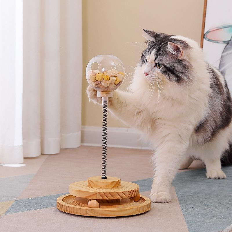 Cat Treats Dispenser-Pet Toys Solid Wood Cat Treats Dispenser Toy Ball - JH Basic [Medium Hole] for Intelligent Cats