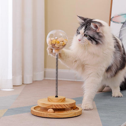 Cat Treats Dispenser-Pet Toys Solid Wood Cat Treats Dispenser Toy Ball - JH Basic [Medium Hole] for Intelligent Cats