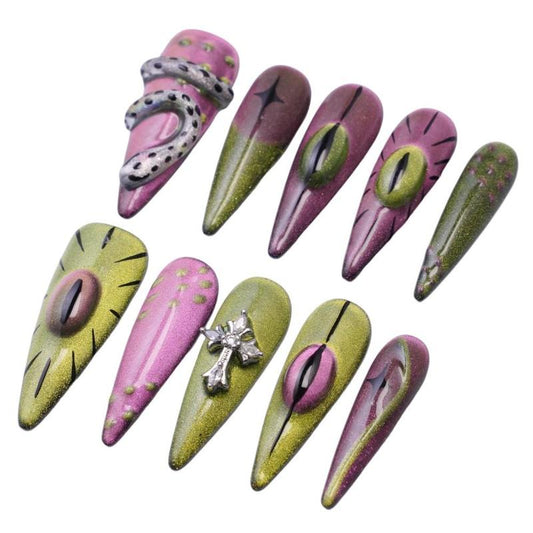 Gender Neutral Press on Nails – Pink - in Stiletto Shape
