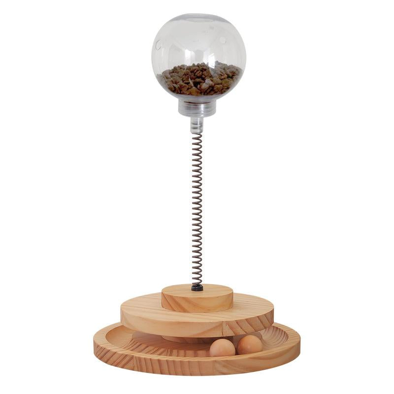 Cat Treats Dispenser-Pet Toys Solid Wood Cat Treats Dispenser Toy Ball - JH Basic [Medium Hole] for Intelligent Cats