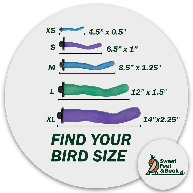 Sweet Feet & Beak Safety Pumice Bird Perch, Large 1-1/2" X 12" - Lightweight Nail Trimming Perch for Parrots, Healthy Beak & Feet - Cage Accessory