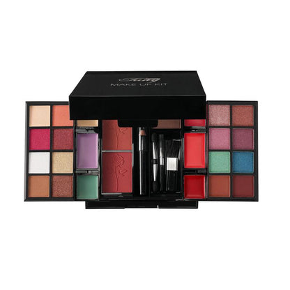 Makeup Kit with All Color Pack Value Set for Flawless Evening Look - Includes Eyeshadows, Blushes, Lipsticks & Essential Tools - Sleek Black Storage Case Makeup Bundle Box Evening Set Storage Cosmetic Lash and Lid Cleaning No Smudge Hydrating Eye Shadow