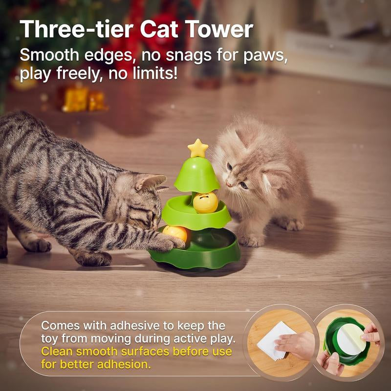 Potaroma Mini Sized Cat Toys with Catnip on Top, 2-Level Roller Turntable, Interactive Indoor Kitty Toys, 5.5 Inches, for Physical Exercise and Play