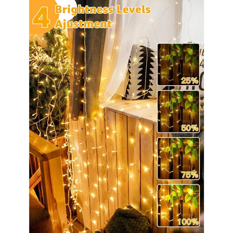 Outdoor String Lights 1200LED 196FT, Waterproof String Lights with Remote and Timer, 8 Modes Dimmable Fairy Lights for Indoor Outdoor Wedding Party Holiday Decorations (Warm White)