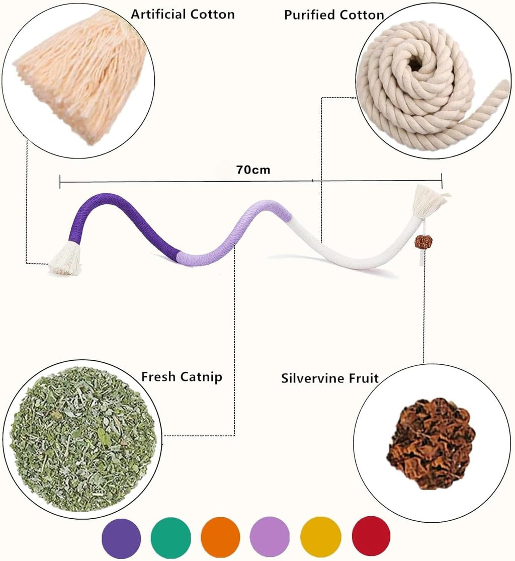 Petelligent 3-Pack Bent Cat Rope Toy, Pet Chew Toys, Interactive Tease Toys for Cats and Kittens, Bite-Proof Playthings, Cotton Rope Kitten Toys for Dental Care and Stress Relief, Pet Supplies