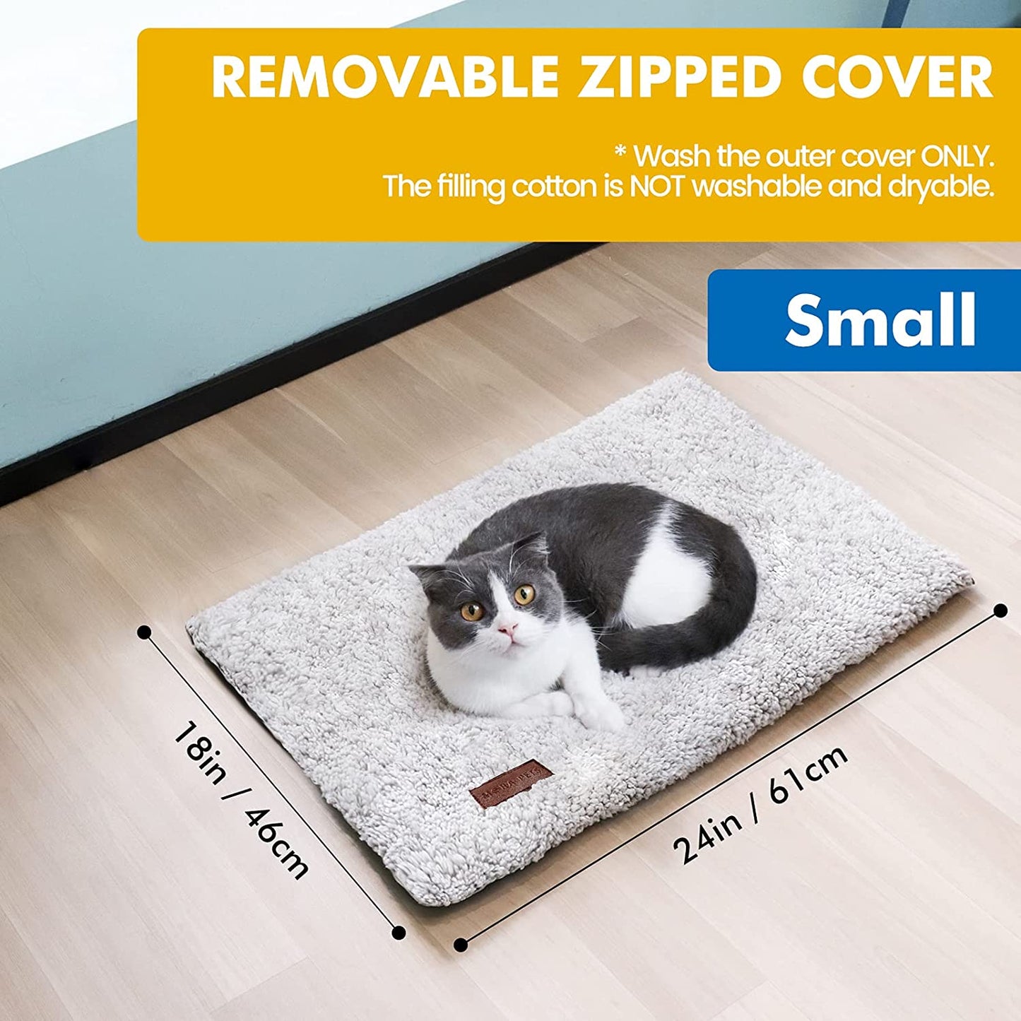 Self Warming Cat Bed Self Heating Cat Dog Mat 24 X 18 Inch Extra Warm Thermal Pet Pad for Indoor Outdoor Pets with Removable Cover Non-Slip Bottom Washable Light Grey Non Electric