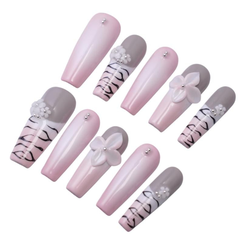 Gender Neutral Press on Nails – Pink - in Stiletto Shape