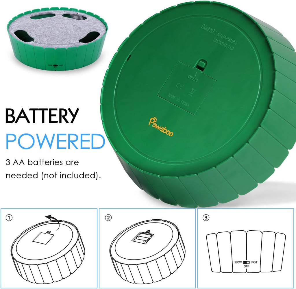 Interactive Electronic Cat Toy with Running Mouse - Automatic Teaser for Indoor Cats, Engaging Hide and Seek Play for Cats and Kittens, Green