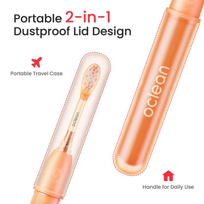 Oclean Ease S Electric Toothbrush: 2-In-1 Dustproof Lid, Travel-Ready | Portable for Trips, 120-Day Battery | Gentle on Gums Oral Daily