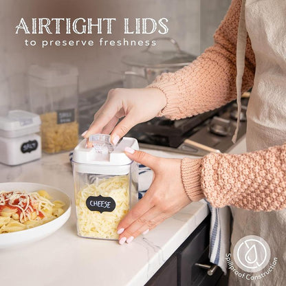 Airtight Storage Containers, Clear Plastic, Lid Lock, Stickers, Various Sizes, , Dry Storage Organization for Kitchen and Pantry, (Set of 7)