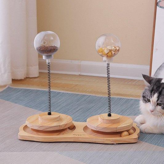 Cat Treats Dispenser-Pet Toys Solid Wood Cat Treats Dispenser Toy Ball - JH Basic [Medium Hole] for Intelligent Cats