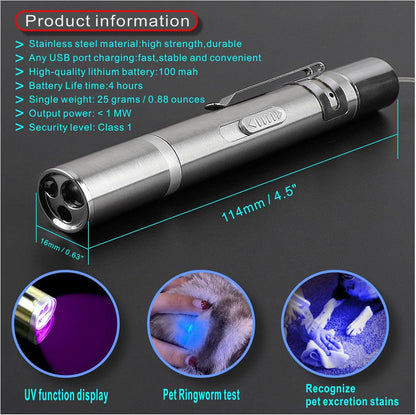 Interactive Toys for Indoor Cats & Dogs 5 Graphic Conversions Pointer Cat Toys & Dogs USB Recharge UV Flashlight Find Cat Ringworm Flashlight Clicker Pen for Indoor