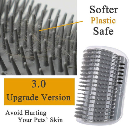 3.0 Softer Cat Self Groomer with Catnip, Dog Cat Corner Groomer,Wall Corner Scratcher Comb,Grooming Massage Brush, Perfect Scratch Massager Tool for Long & Short Fur Kitten/Puppy