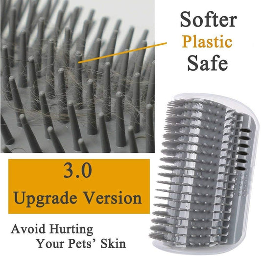 3.0 Softer Cat Self Groomer with Catnip, Dog Cat Corner Groomer,Wall Corner Scratcher Comb,Grooming Massage Brush, Perfect Scratch Massager Tool for Long & Short Fur Kitten/Puppy
