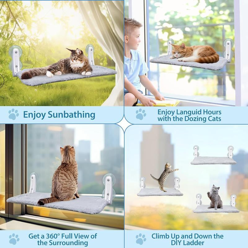 Cat Window Bed Cat Window Hammock – Cozy Reversible Fabric, Strong Suction, Easy Install