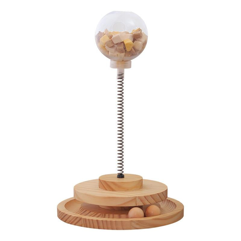 Cat Treats Dispenser-Pet Toys Solid Wood Cat Treats Dispenser Toy Ball - JH Basic [Medium Hole] for Intelligent Cats