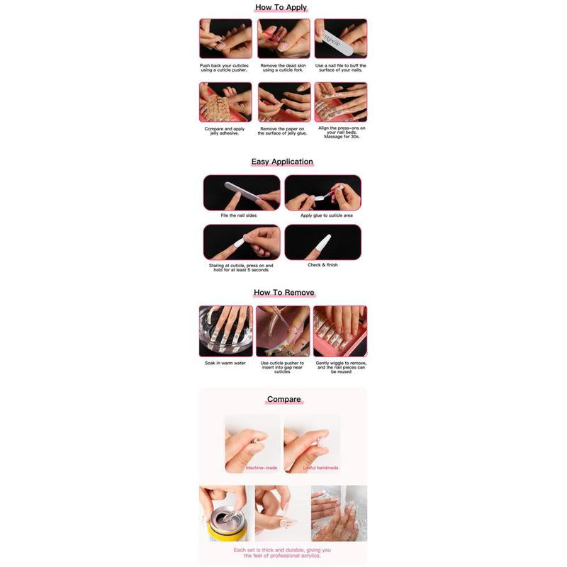 Gender Neutral Press on Nails – Pink - in Stiletto Shape