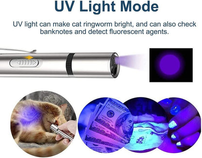 Cat Toys Laser Pointer for Indoor, Rechargeable, 7 Adjustable Wand Red Light Pet Interactive Cat Mouse Toys to Keep Busyfor Kitten Dog Chase Play