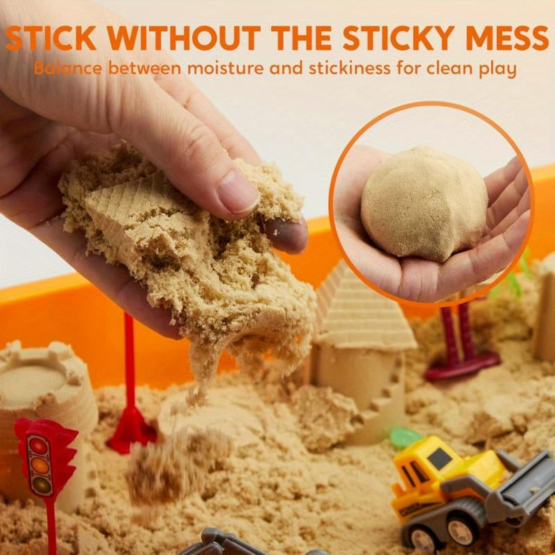 DIY Construction Sensory Bin for Kids with Glow in the Dark Stones and 5 Engineering Vehicles, Sandbox with Lid Castle Building Kit, Preschool Learning Activities, Christmas Gifts for Boys and Girls#Playdoh, #Diytoys, #Fashionkit, #Creativeplay