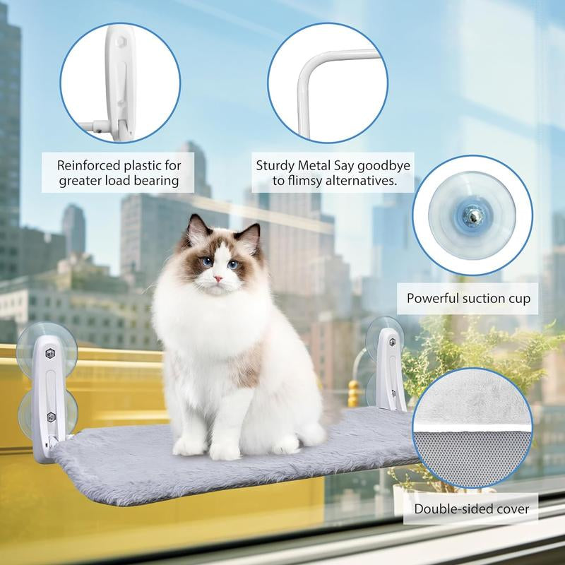 Cat Window Bed Cat Window Hammock – Cozy Reversible Fabric, Strong Suction, Easy Install