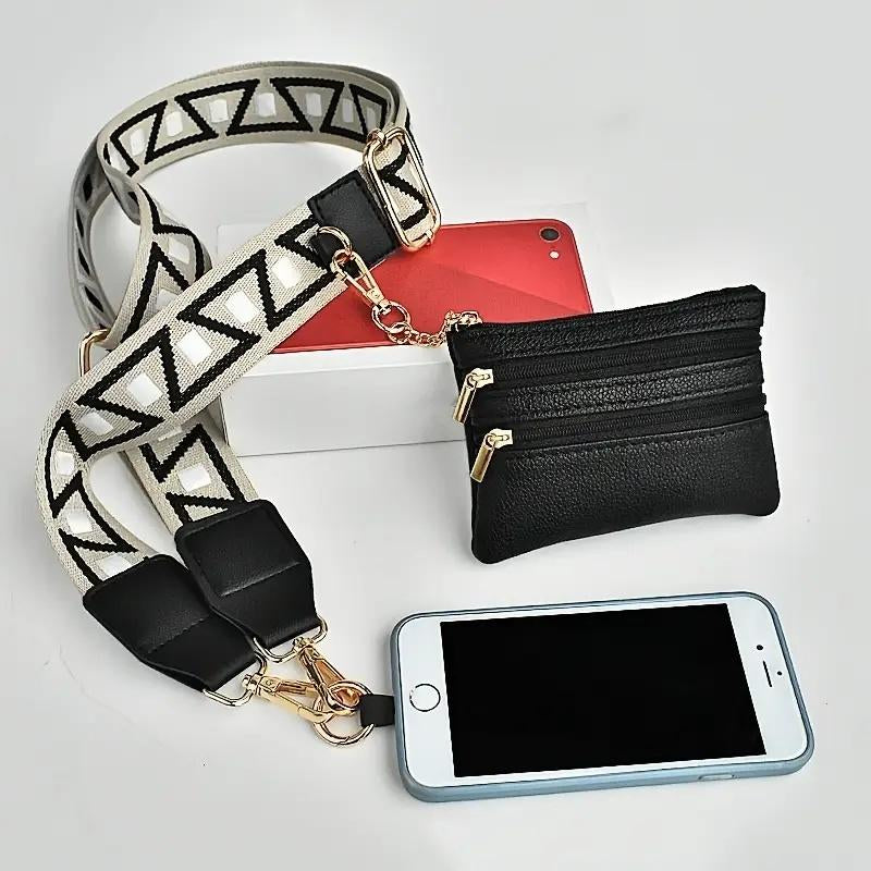 Adjustable Crossbody Phone Lanyard with Zippered Pouch - Clip and Go Strap for Phone and Wallet, Nal Cell Phone , Travel, Running, Shopping Cellphone Fashion Phone Strap Pgy Tech Creative Adjustable Universal Phone Lanyard