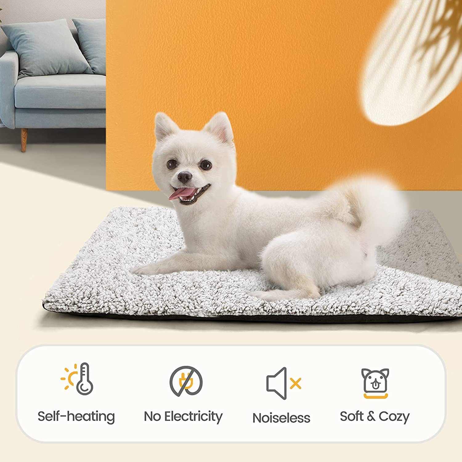 Self Warming Cat Bed Self Heating Cat Dog Mat 24 X 18 Inch Extra Warm Thermal Pet Pad for Indoor Outdoor Pets with Removable Cover Non-Slip Bottom Washable Light Grey Non Electric
