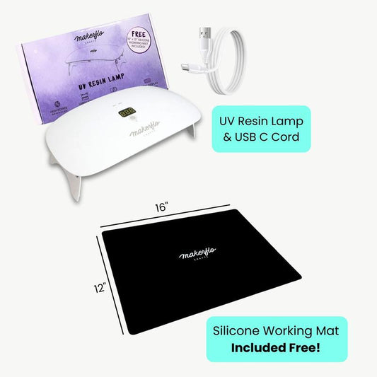 Makerflo UV Resin Lamp – 36W, 23 LED Bulbs, 365-405Nm Curing, USB-C Rechargeable, Wireless/Wired, 3 Timer Modes, Digital Display, Adjustable Legs – Perfect for Resin Crafts & Jewelry