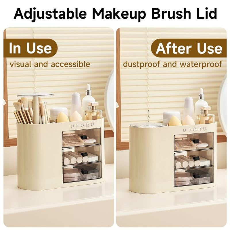 Push-Up Cosmetic Organizer Boxes Brush Gift Girlfriend High Capacity Storage Bathroom Accessories Storage