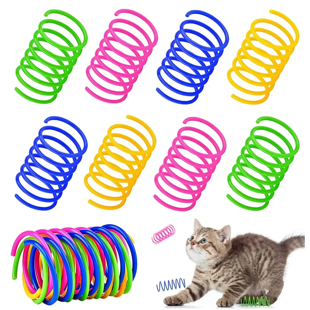 8/12Pcs Cat Toys Interactive Wide Durable Heavy Gauge Pet Kitten Colorful Springs Cat Toy Coil Spiral Springs Dog Toys