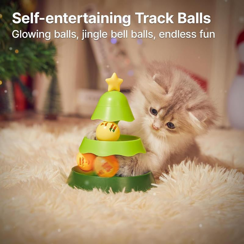 Potaroma Mini Sized Cat Toys with Catnip on Top, 2-Level Roller Turntable, Interactive Indoor Kitty Toys, 5.5 Inches, for Physical Exercise and Play