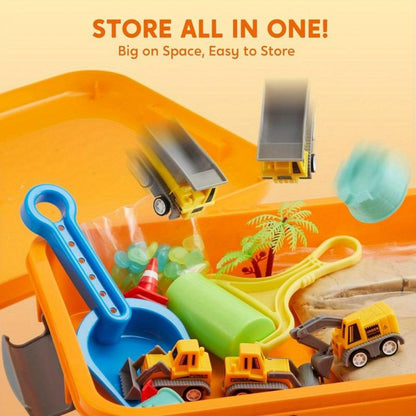 DIY Construction Sensory Bin for Kids with Glow in the Dark Stones and 5 Engineering Vehicles, Sandbox with Lid Castle Building Kit, Preschool Learning Activities, Christmas Gifts for Boys and Girls#Playdoh, #Diytoys, #Fashionkit, #Creativeplay