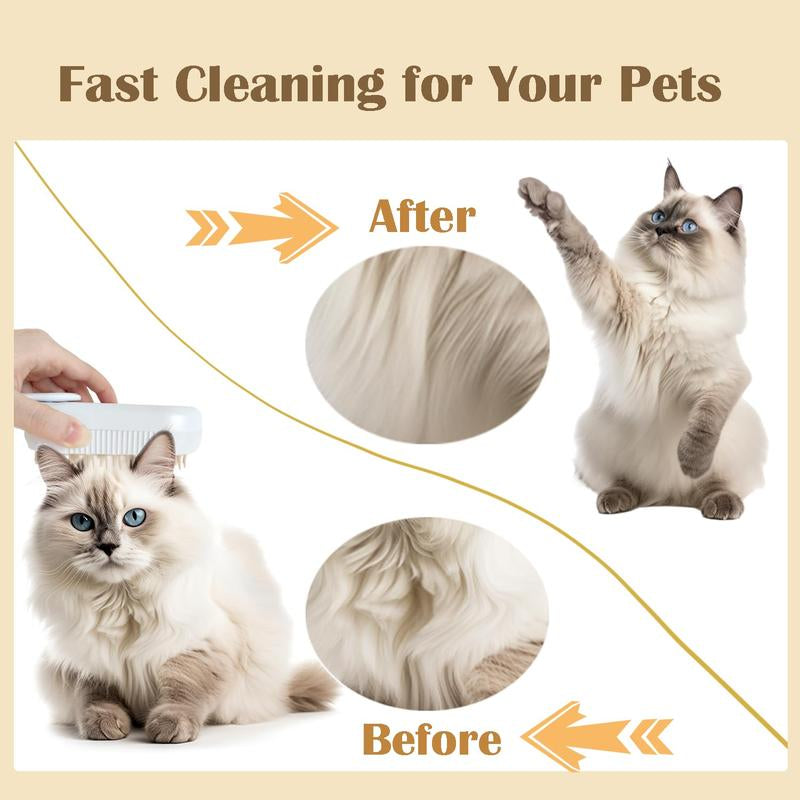 Steamy Pet Groomer–3-In-1 Adjustable Mist & Silicone Massage Brush for Cats & Dogs, One-Click Clean Deshedding & Detangling Tool, 2025 Upgrade