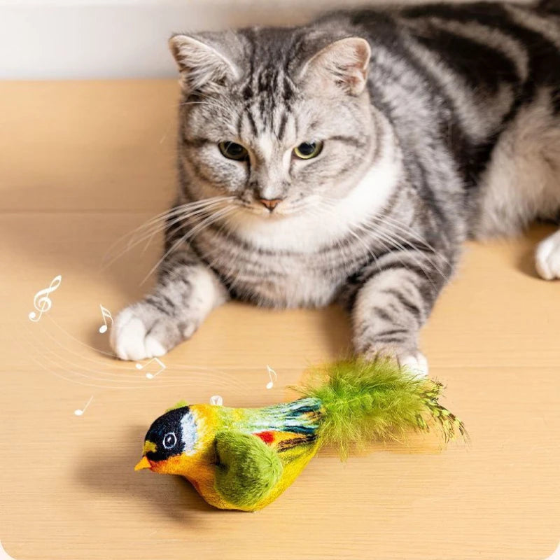 Indoor Interactive Birds Toy for Cat Chasing Teasing Toy Sounding Catnip Cat Teaser Toy Self-Hilarity Wall Hanging Birds Cat Toy