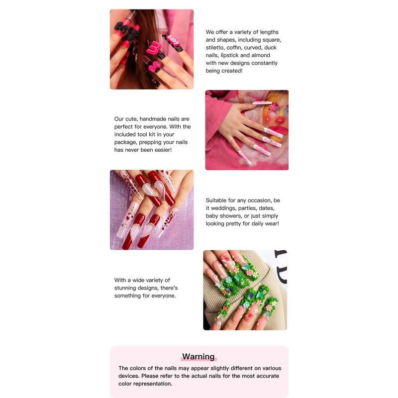 Gender Neutral Press on Nails – Pink - in Stiletto Shape