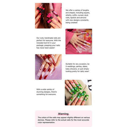 Gender Neutral Press on Nails – Pink - in Stiletto Shape